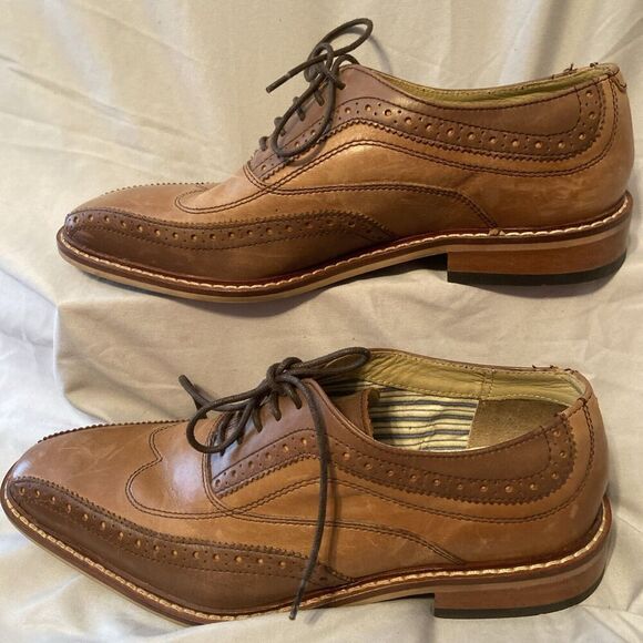 Giorgio Brutini Oxford Shoes Mens Size  8 Brown Leather Lace Up Square Toe - Picture 2 of 8